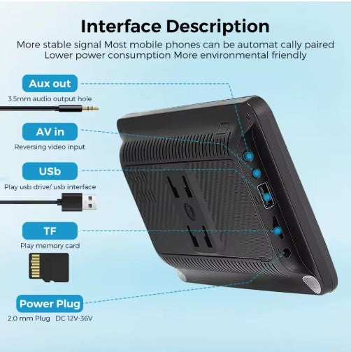 Portable Touch Screen 7inch IPS CarPlay Android Auto Car Radio Multimedia Video Player GPS Navigation Wifi Rear View Camera