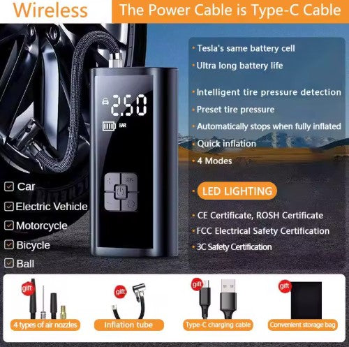 Portable Wireless Tire Inflatable Pump