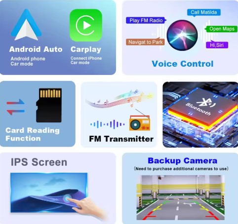 Portable Touch Screen 7inch IPS CarPlay Android Auto Car Radio Multimedia Video Player GPS Navigation Wifi Rear View Camera