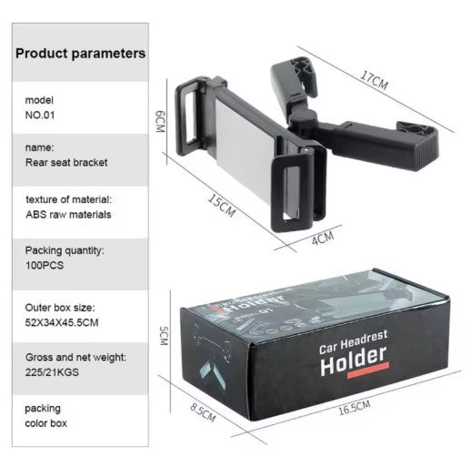 Car Headrest Tablet Mount Holder 360 Degree Rotating