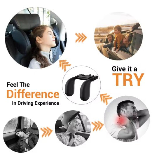 Universal 360° Adjustable Auto Cervical Pillow with Memory Foam &amp; Side Pads Ergonomic One-Click Sleep Headrest