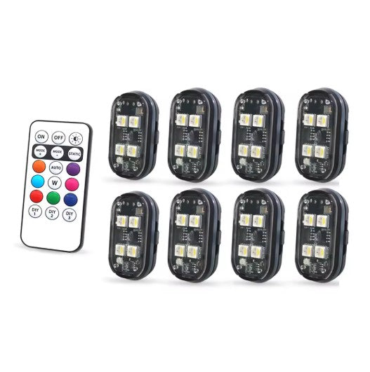 2/4pcs Wireless LED Strobe Lights Car Decor Atmosphere Light