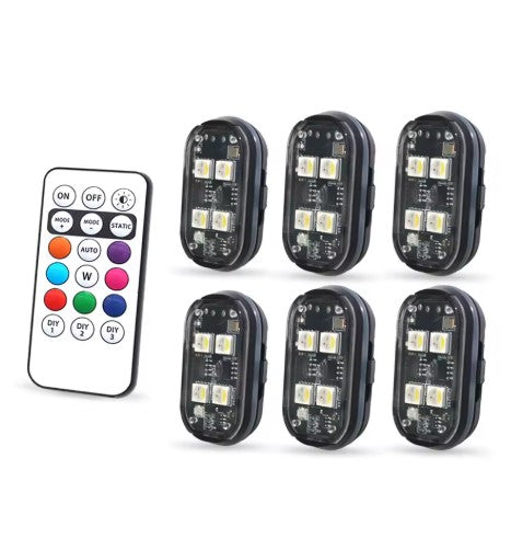 2/4pcs Wireless LED Strobe Lights Car Decor Atmosphere Light