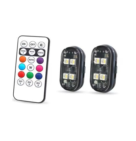 2/4pcs Wireless LED Strobe Lights Car Decor Atmosphere Light