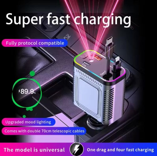 4 IN 1 Retractable Car Charger
