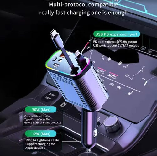 4 IN 1 Retractable Car Charger