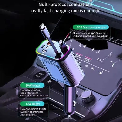 4 IN 1 Retractable Car Charger